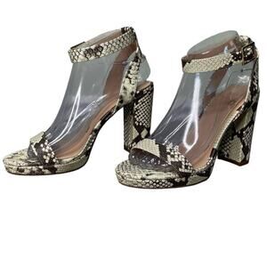Mix No. 6 Trima Sandals Snakeskin Open Toe Ankle Strap Cream Black 7.5 Mob‎ Wife